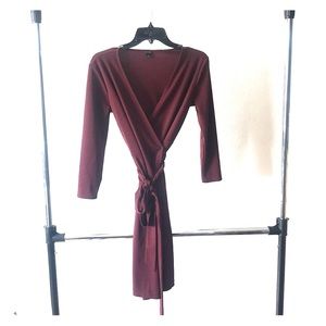 Ann Taylor wrap around dress. Burgundy. Size 0.